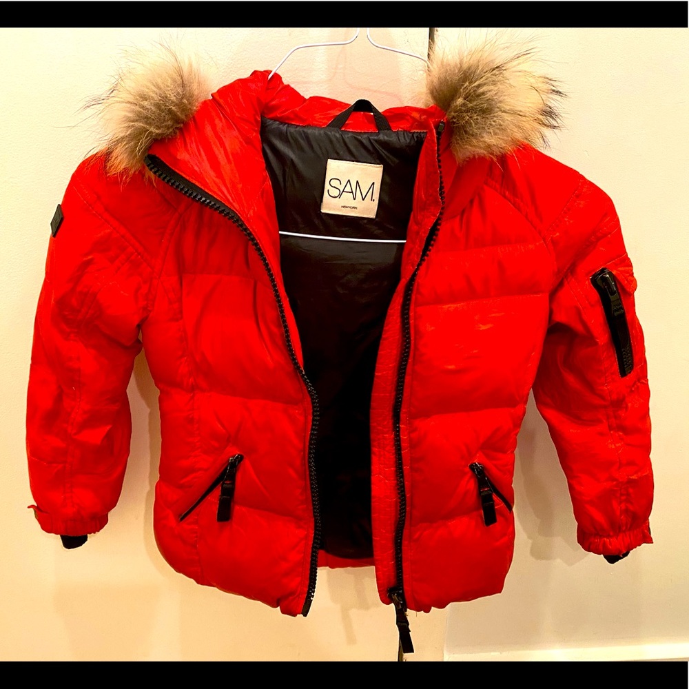 SAM. Down Children’s Winter Puffer Jacket with Real Fur Collar-FREE SHIPPING!